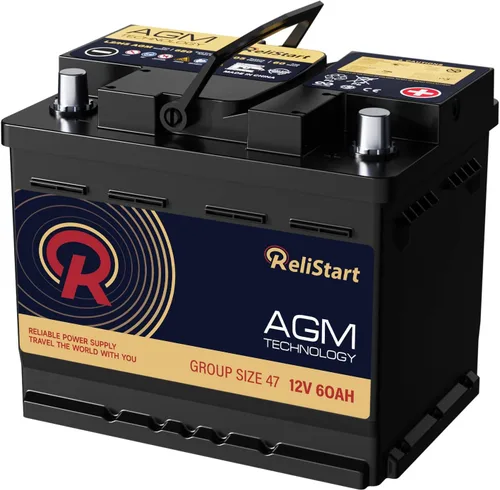 Batería AGM BCI Grupo 47 para automóvil - Batería de 12 V 60 Ah tamaño H5 47 para automóvil, batería de 12 V recargable de arranque y parada, de