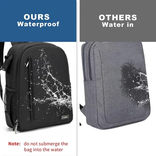 Vista 8 de Cwatcun - Mochila para cámara profesional para cámara SLR DSLR sin espejo, resistente al agua, maletín compatible con accesorios de cámaras Sony