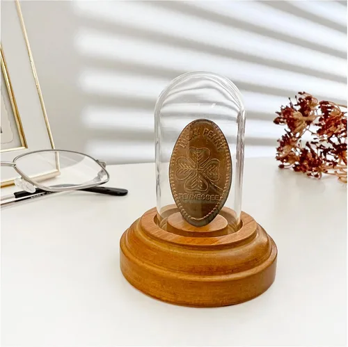 Vista 2 de Plymor Miniatura 1" x 2" Mini cristal Display Dome Tiny Cloche (base de chapa de roble)