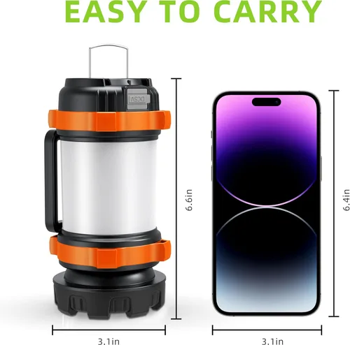 Vista 6 de AlpsWolf - Linterna de camping recargable, linterna de camping de 4000 mAh, 6 modos, impermeable grado IPX4, linterna LED para camping, senderismo