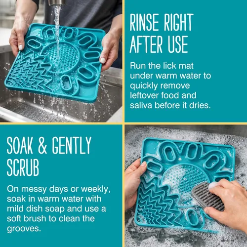 Vista 7 de Messy Mutts and Cats - Alfombrilla de silicona enmarcada para lamer multisuperficie, 9.5 x 9.5 pulgadas, tapete de alimentación lenta
