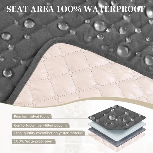 Vista 4 de Fundas de sofá seccional para perros 100% impermeables, funda de sofá en forma de L para esquinas, de terciopelo, lavable, antideslizante