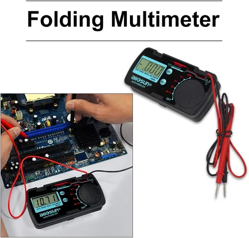 Vista 9 de allsun Mini rango automático plegable multímetro digital probador automotriz AC DC Volt AMP Ohm LCD Voltímetro de viaje Amperímetro probador