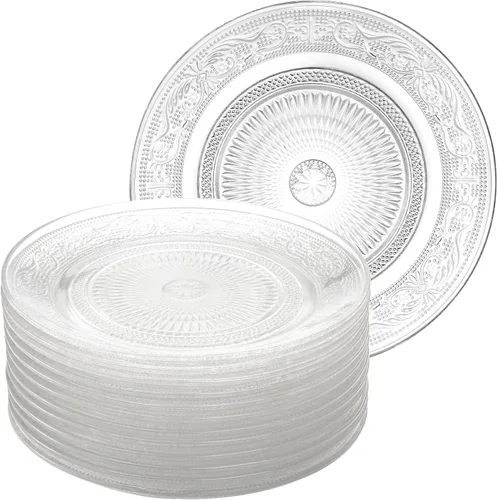 Frcctre Paquete de 12 platos de ensalada de vidrio, platos pequeños de postre de vidrio de 7 pulgadas, plato de fruta, aperitivo, platos de