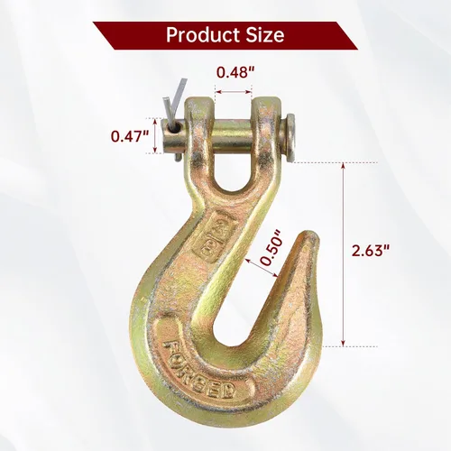 Vista 2 de 2 ganchos de agarre de horquilla de 3/8 de pulgada, gancho de cadena de grado 70, 7500 libras, límite de carga de trabajo para transporte