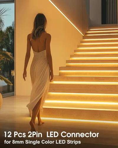 Vista 4 de HitLights - Conector de tira de luz LED, 8 mm color único 3528 - Tira a tira de cualquier ángulo de 15 cm, paquete de 12 Rojo