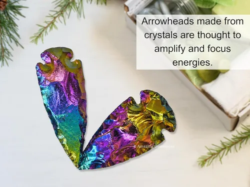 Vista 7 de Amazing Gemstone Punta de flecha de cuarzo Aura de Titanio, cristal y piedra curativa, cabeza de flecha de roca pedernal – 2 a 3 puntas de flecha