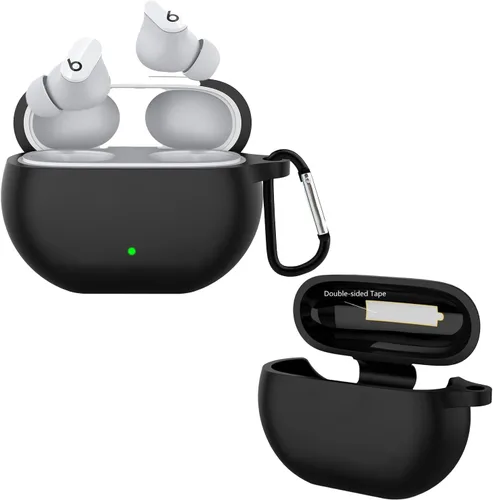 Vista 6 de USTIYA Funda para Beats Studio Buds+ 2023/Studio Buds 2021 Funda protectora de silicona con funda de llavero (negro)