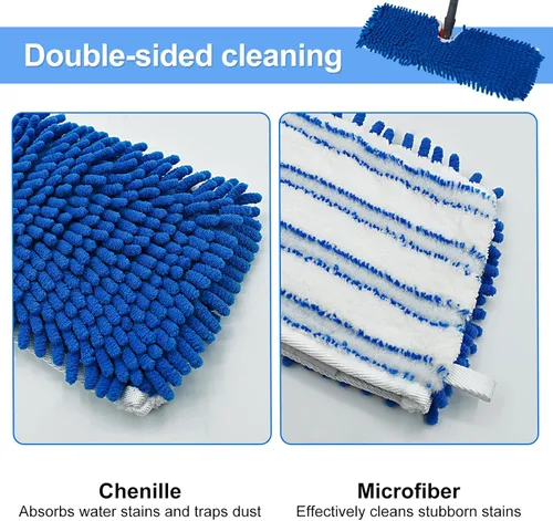 Vista 2 de Paquete de 3 cabezales de repuesto compatibles con la mopa Ocedar de microfibra de doble acción, repuestos de trapeador de doble cara con microfibra