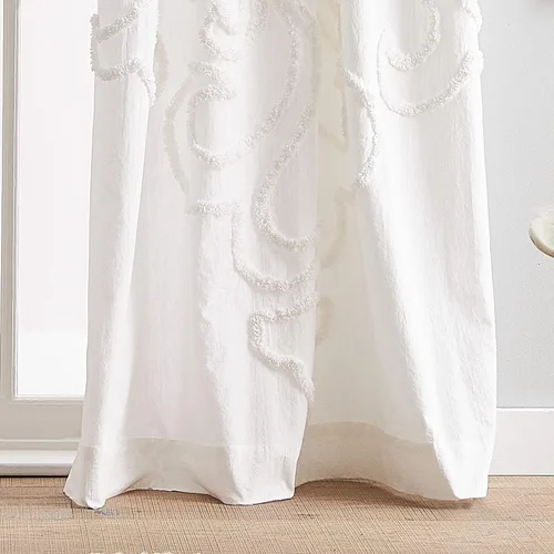 Vista 3 de Peri Home Gates - Cortina de felpilla copetuda con bolsillo para barra, par de paneles de 84 pulgadas, color blanco