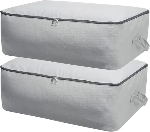 Vista 9 de 2 bolsas de almacenamiento de lona, 12 onzas gruesas, suaves, transpirables, para ropa de cama, edredones, almohadas, mantas, ropa, 25.6 x 18.5 x