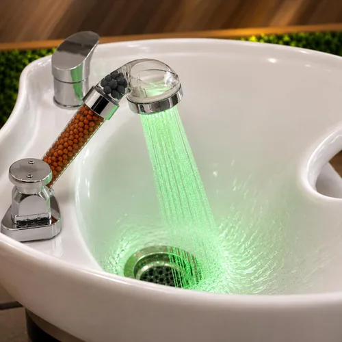 Socila - Cabezal de rociador LED que cambia de color para tazón de champú, tazón de champú de salón, cabezal de pulverización de alta presión