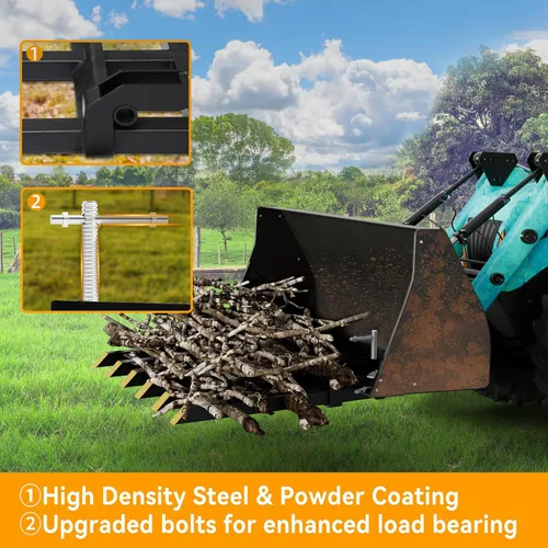 Vista 5 de YINTATECH Abrazadera en horquillas de escombros a cubo de 60 pulgadas, abrazadera resistente de 4000 libras de capacidad en horquillas de paleta