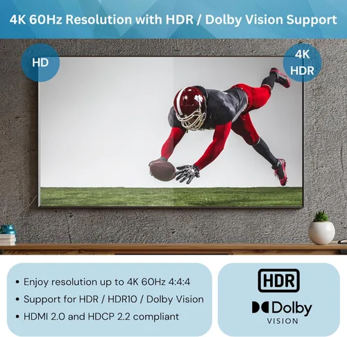 Vista 3 de J-Tech Digital Divisor HDMI 4K 60Hz 1X4 Salida de Resolución Múltiple (MRO) Divisor HDMI 2.0 Soporta reducción HDR HDR10 / Visión Dolby 4K@60Hz