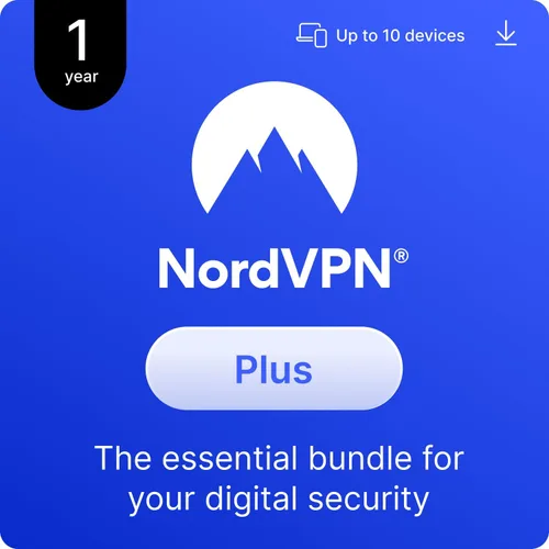 NordVPN Plus, 10 Devices, 1-Year, VPN & Password Manager Software Bundle, Digital Code