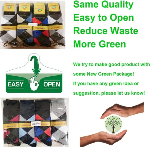 Vista 4 de USBingoshop Calcetines de algodón para hombre, diseño de rombos a rayas, color negro