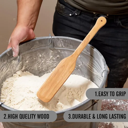 Vista 6 de Vivicreate Paleta mezcladora de madera de goma de 24 pulgadas de longitud, adecuada para restaurante y cazo