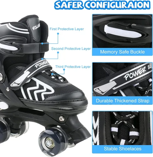 Vista 4 de Patines ajustables para niños pequeños con ruedas iluminadas para niños y niñas principiantes para deportes de interior y exterior