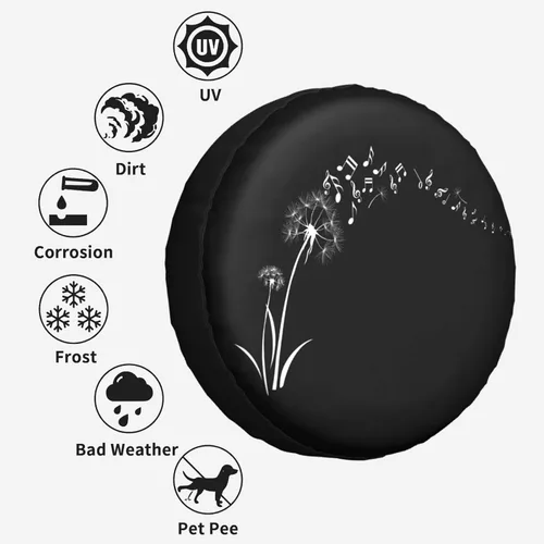 Vista 5 de Dandelions Note Music Flying - Cubierta de neumático de repuesto para llantas, a prueba de polvo, para remolque, caravana, SUV y muchos vehículos