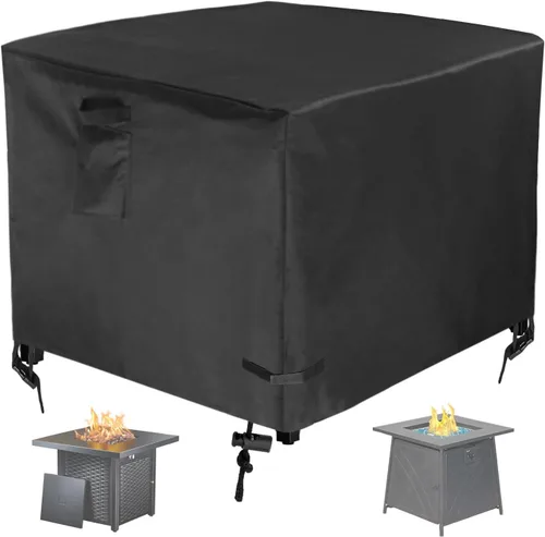 Vista 10 de Funda rectangular de 44 x 28 pulgadas para mesas de hoguera de gas al aire libre de 40 a 44 pulgadas, cubierta de mesa de hoguera para patio