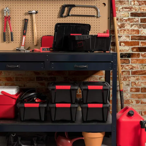 Vista 3 de IRIS USA Contenedores de almacenamiento de plástico apilables de 13 cuartos de galón con tapas, paquete de 6 unidades, sin BPA, fabricados