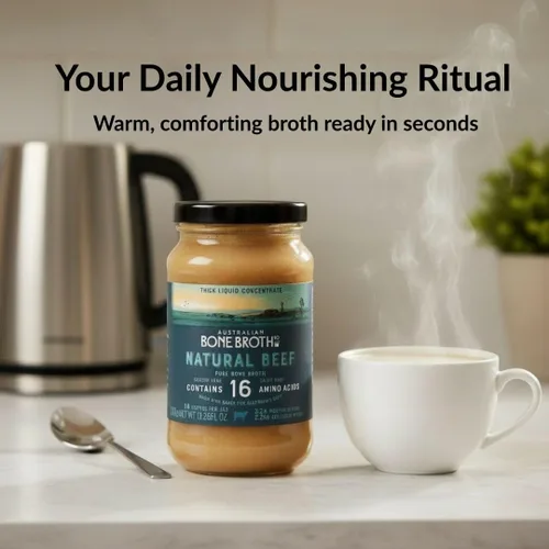 Vista 5 de Concentrado de caldo de hueso de res australiano, sabor a carne de res natural, bebida densa de nutrientes súper saludables, sin gluten, sin hierbas