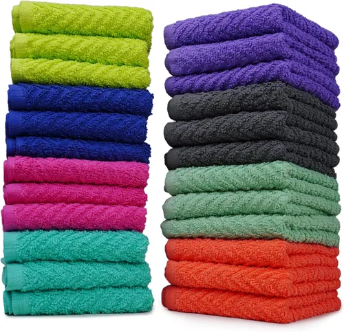 Vista 8 de ZUPERIA Zigzag - Paños de lavado multicolor, paquete de 32, 12 x 12 pulgadas, paños suaves altamente absorbentes para cara, toallas de gimnasio