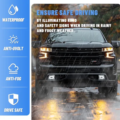 Vista 3 de Ensamble de luces antiniebla LED KUAFU compatible con Chevy Chevrolet Silverado 1500 2019-2021 Reemplazo para 84125494 84962680 Faros antiniebla