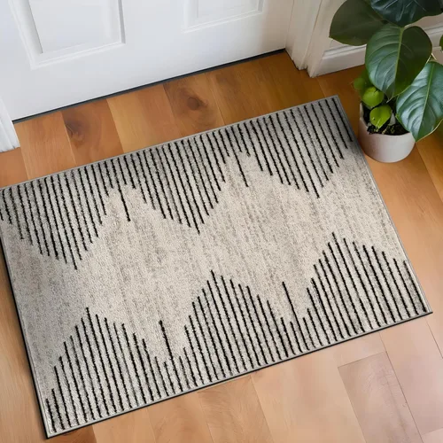 Vista 42 de Rugshop - Alfombra de pasillo bohemia con rayas resistente a manchas, para zonas de alto tráfico, como tu sala de estar, cocina, dormitorio, Beige