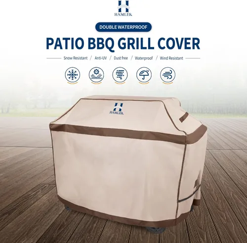 Vista 2 de HAMLER Funda para parrilla de 64 pulgadas, resistentes e impermeables, cubiertas de parrilla de gas para Weber Spirit, Weber Genesis, Char-Broil