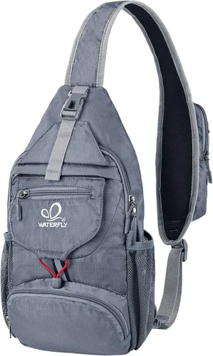 Vista 12 de WATERFLY Mochila pequeña empacable con correa cruzada para el hombro y el pecho, bolsa para libros, para senderismo y viajes