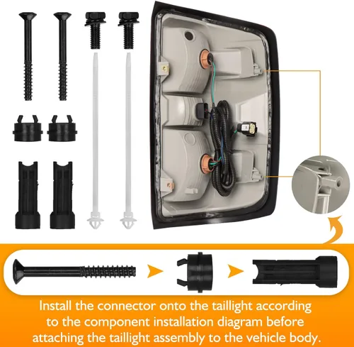 Vista 9 de Conjunto de luz trasera compatible con Chevy Silverado 1500 2500HD 3500HD 3500HD 2014-2019 con arnés de cableado, luces traseras de camioneta