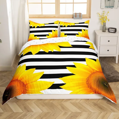 Vista 4 de Edredón con diseño de palmeras hawaianas, olas y playa tropical, con estampado natural decorativo, juego de fundas para almohada, azul