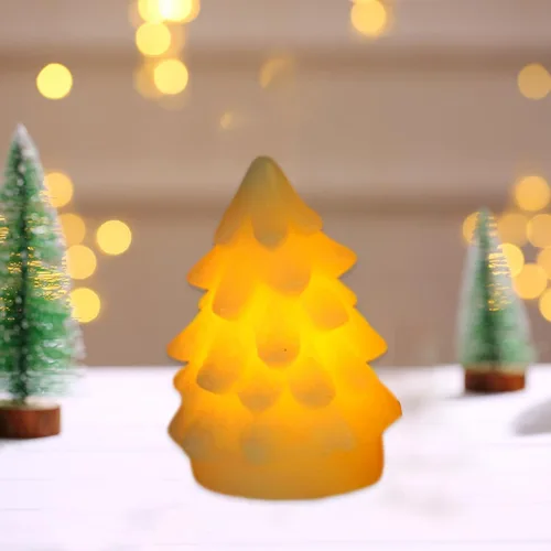 Vista 7 de YIISU Christmas Tree LED Candle Flickering Battery Powered Flameless Candle Light for Birthday Party Home Bedroom Decor II1-Beige A