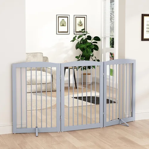 Vista 35 de PUPETPO Puerta independiente para mascotas para perros, puerta plegable de madera para perros para casa, escaleras, entradas, valla de seguridad