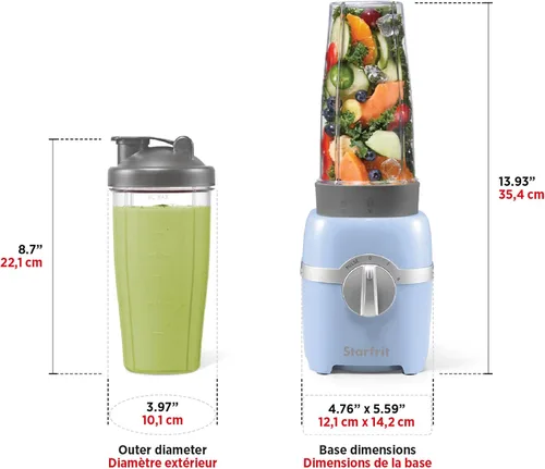 Vista 6 de Starfrit Licuadora personal - Dos tazas de 28.0 fl oz - Modos alto, bajo y de pulso - 300W - Negro