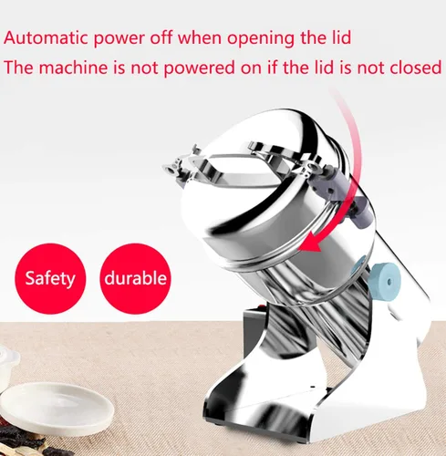Vista 2 de Molino de granos de acero inoxidable tipo oscilación 800G, molienda de café, molinillo eléctrico, para moler varios cereales materiales secos