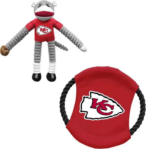 Vista 22 de Littlearth NFL Unisex NFL Sock Monkey and Flying Disc Pet Toy Combo Set