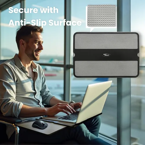 Vista 2 de Portable Laptop Lap Pad, Laptop Desk with Retractable Mouse Tray, Sturdy Stable Work Surface for Bed Sofa Couch or Travel