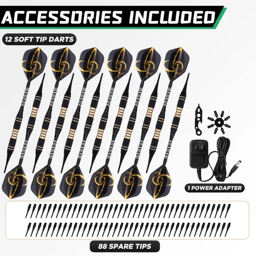 Vista 6 de Dart Board, Decorative Dart Board Cabinet Set [12*Soft Tip Darts], Electronic Dart Board - Wooden Cabinet Doors with Integrated Scoreboard for