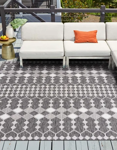 Vista 21 de Unique Loom Outdoor Trellis Collection Alfombra de área - Traliccio (10 pies x 14 pies 1 pulgada Rectangular, Verde/ Marfil)