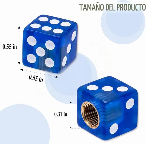 Vista 3 de 4 piezas tapones de vástago de válvula de neumático en forma de dados, cubiertas universales de vástago de válvula de neumático a prueba de polvo