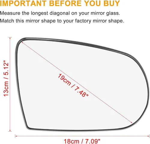 Vista 3 de X AUTOHAUX Espejo retrovisor de coche de repuesto con placa de respaldo calentado lado derecho del pasajero para Jeep Cherokee 2014 2015 2016 2018