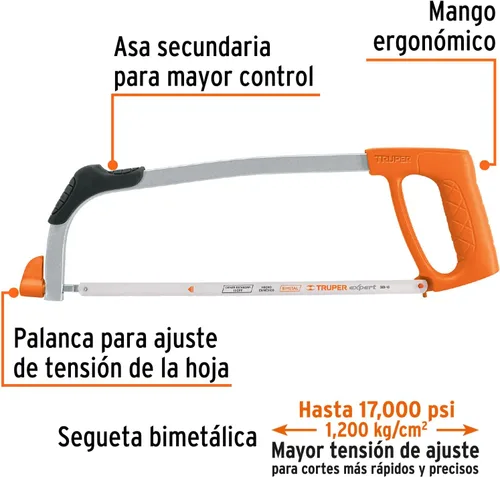 Vista 2 de Truper Marco profesional de sierra para metales de 12" con sierra #ATT-12