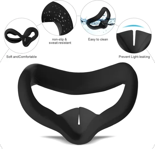 Vista 2 de TOMSIN Cubierta facial de silicona VR cubierta de agarre de control táctil cubierta frontal con cubierta de lente protector antitiro con correas