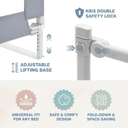 Vista 3 de Motherly Haven Riel de cama para niños pequeños, rieles de cama para cama de tamaño Queen, altura ajustable y seguridad segura, rieles de cama