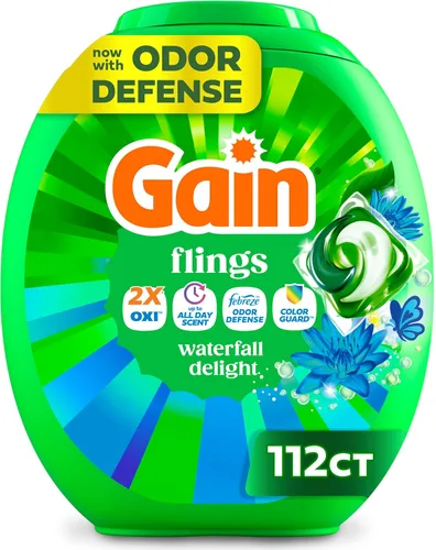 Vista 16 de Gain flings Ultra Oxi Cápsulas de Detergente para Ropa, 60 Unidades, Aroma Waterfall Delight, 3 en 1, Compatible con HE