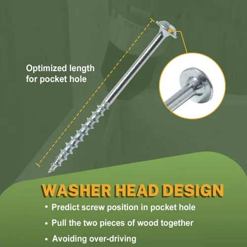 Vista 5 de LIONMAX Tornillos de orificio de bolsillo de 1 pulgada, 100 piezas Tornillo interior de bolsillo #8 x 1, rosca gruesa, accionamiento cuadrado
