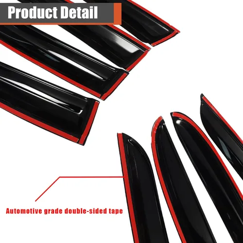 Vista 5 de labwork Viseras de ventana de protección solar y lluvia, deflector de ventilación de viento, acrílico negro, repuesto para SRT 2011 2012 2013 2014