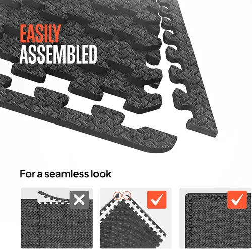 Vista 3 de SQUATZ Puzzle Exercise Mat 25/50 Tiles Interlocking Foam Home Mats, 24x24'' EVA Foam Floor ½ in Tiles, Protective Flooring for Gym Equipment, Yoga